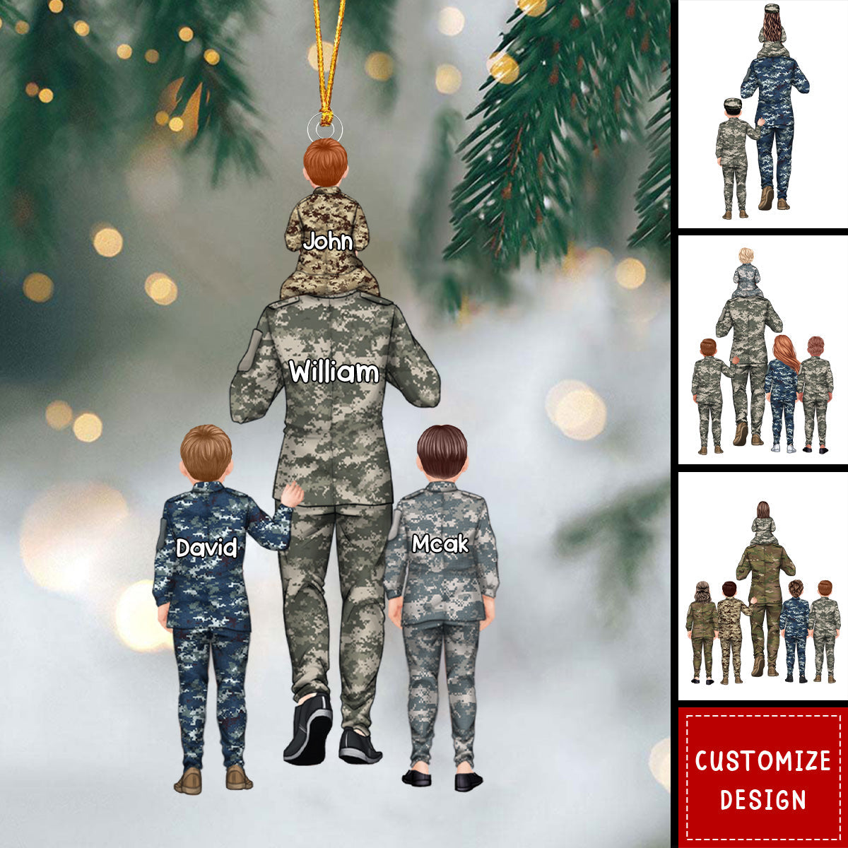 Personalized Military Dad And Kid Ornament - Gift For Family - 2024 New Release