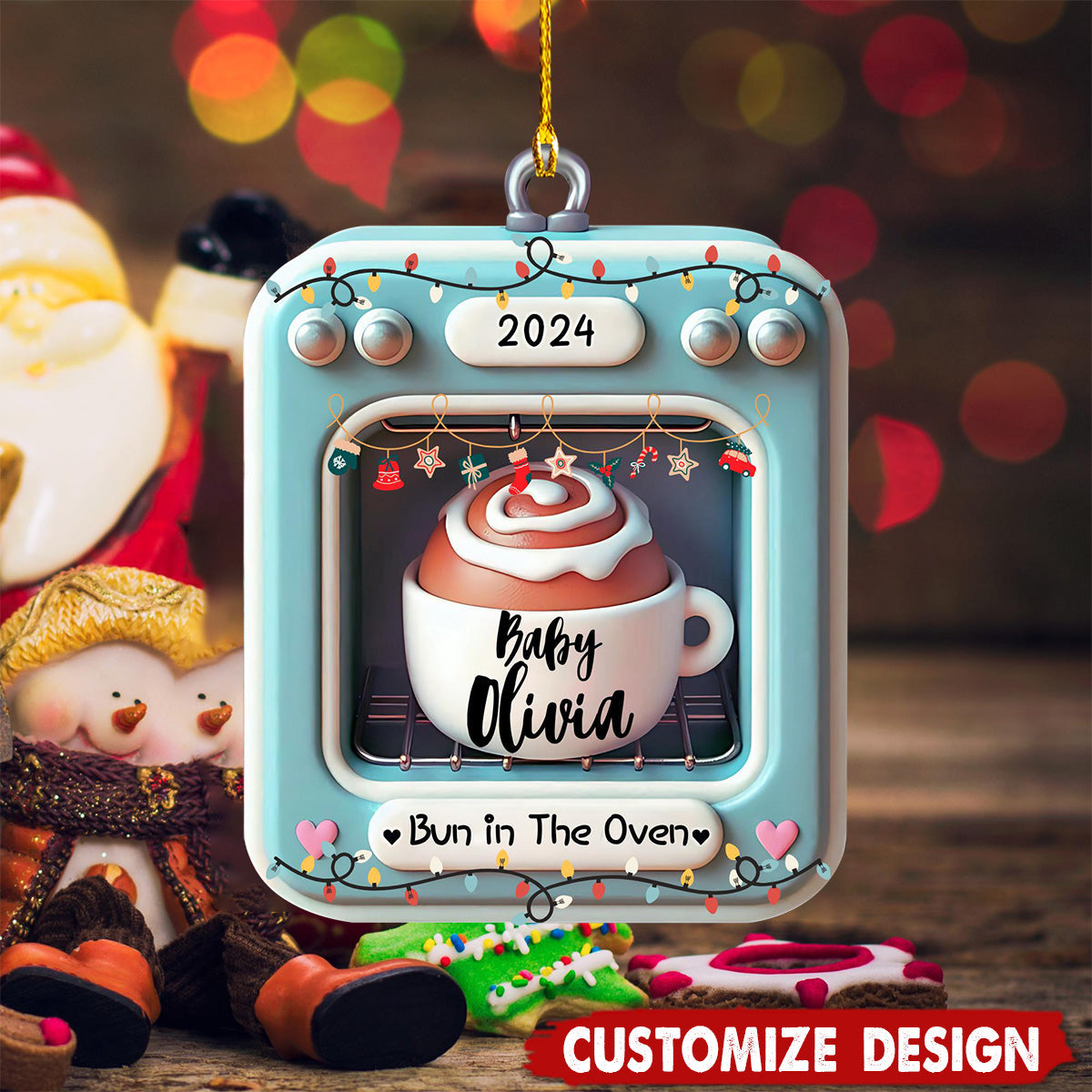 Bun in The Oven-Personalized Pregnancy Christmas Ornament-2024 New Release