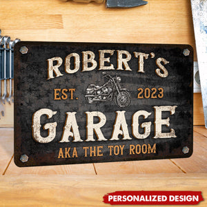 Motorcycle Garage-Personalized Metal Sign