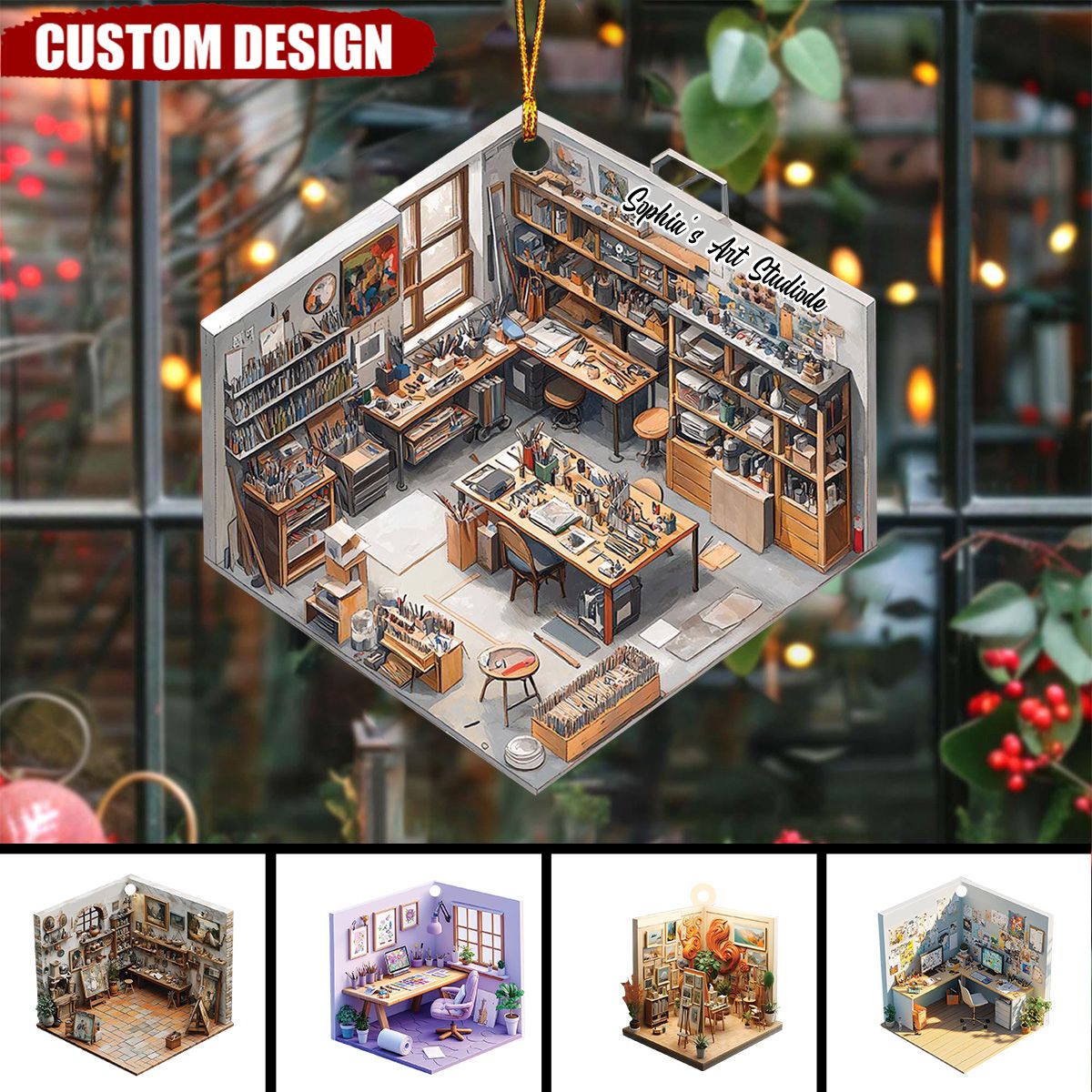 Personalized Art Studio Christmas Ornament Gift For Art Lover-2024 New Release