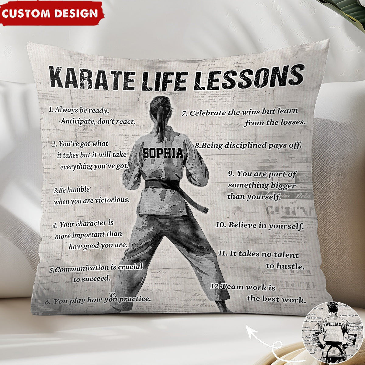Personalized Karate Life Lessons Pillow - Gift For Karate Lovers