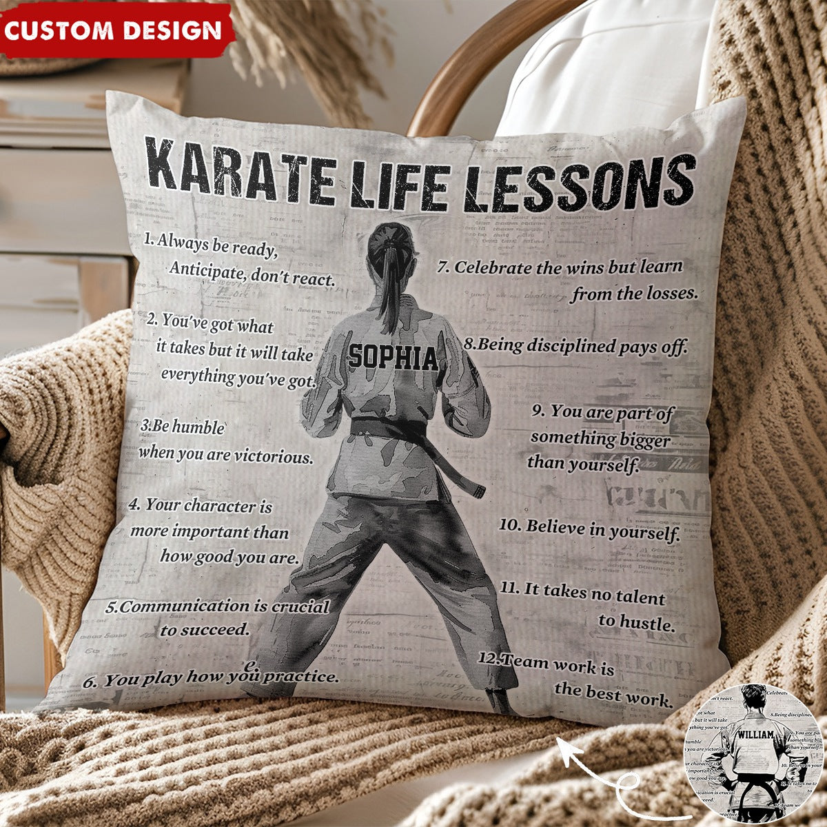 Personalized Karate Life Lessons Pillow - Gift For Karate Lovers