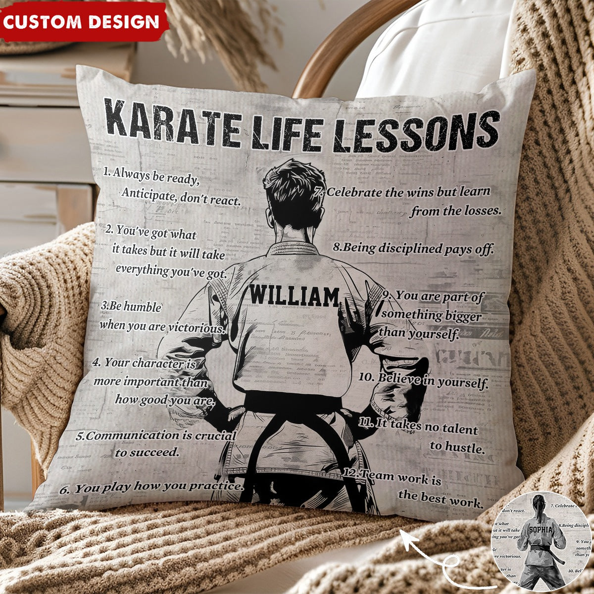 Personalized Karate Life Lessons Pillow - Gift For Karate Lovers
