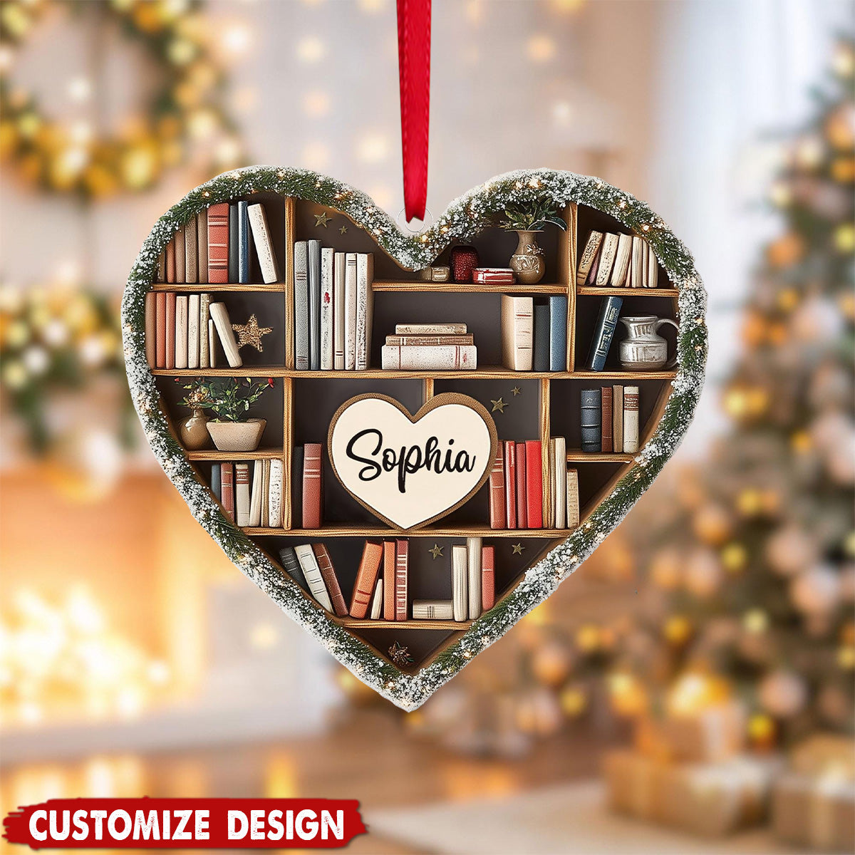 Personalized Bookshelf Ornament-Gift for Book Lovers-2024 New Release