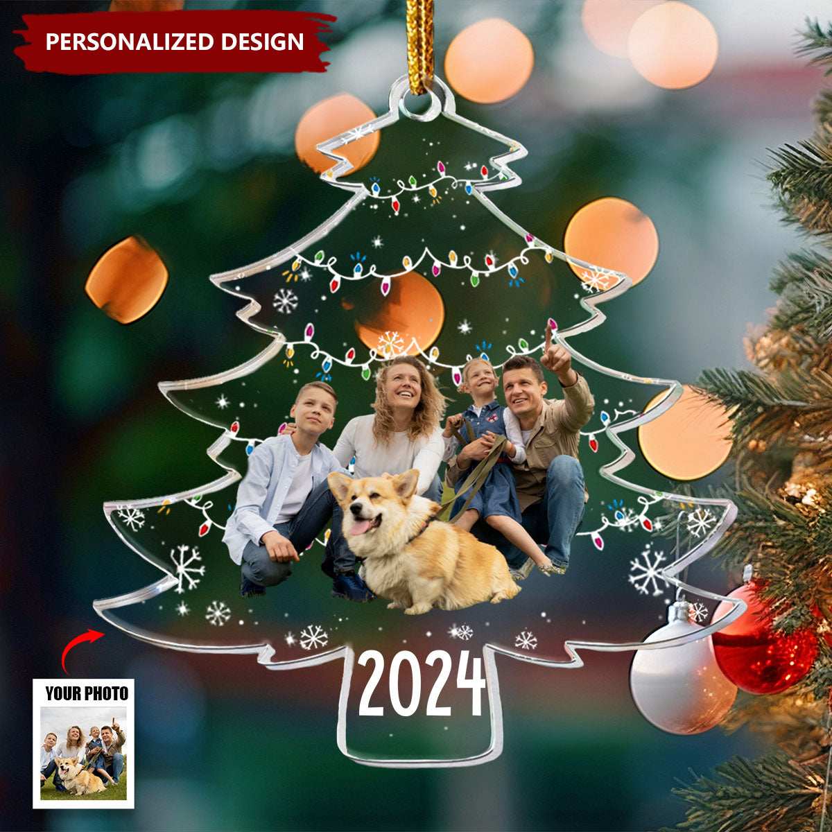 Personalized Family Photo Ornament-Gifts For Grandparents Parents Family Friends-2024 New Release