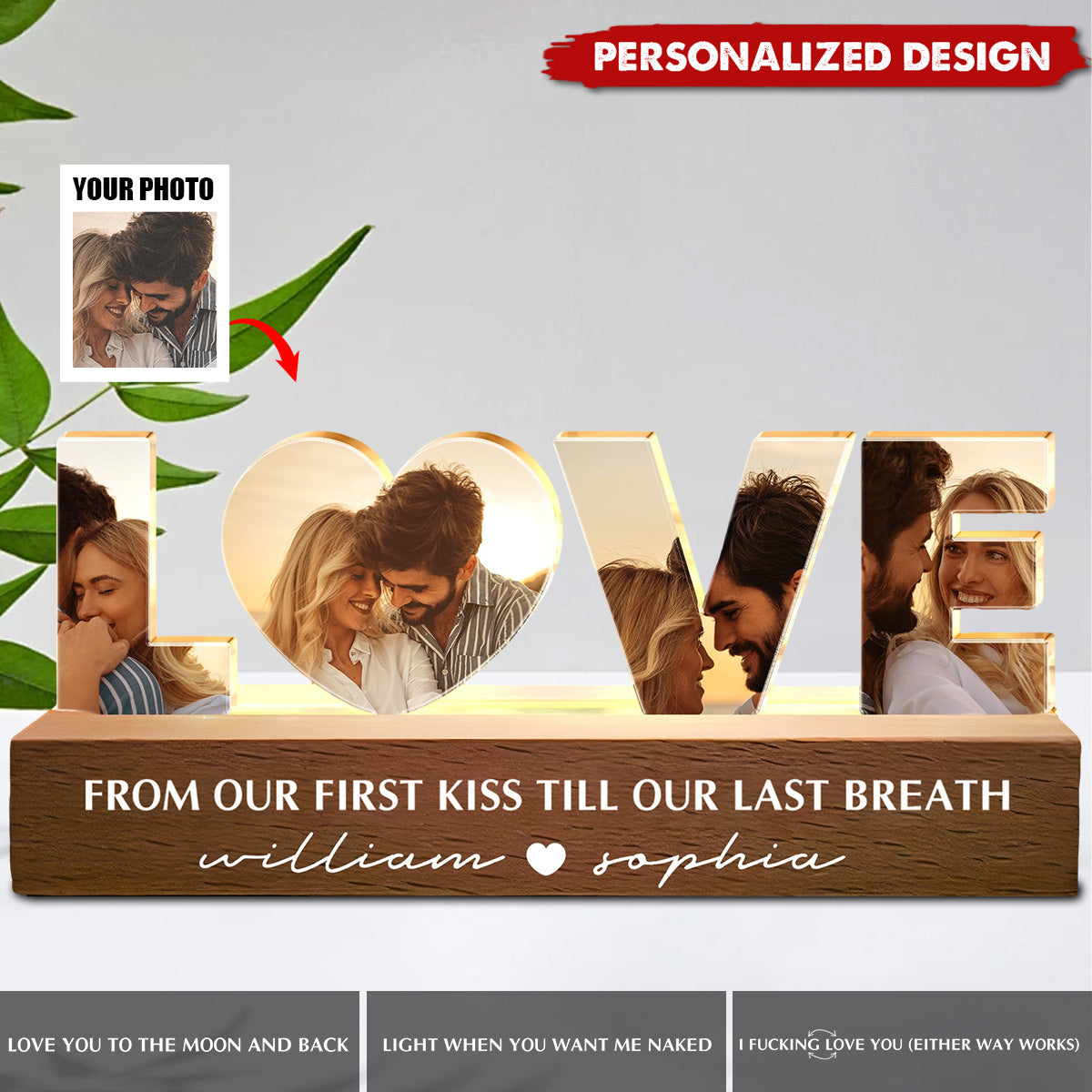 Love You To The Moon And Back-Personalized Photo LED Night Light-Gift For Couple