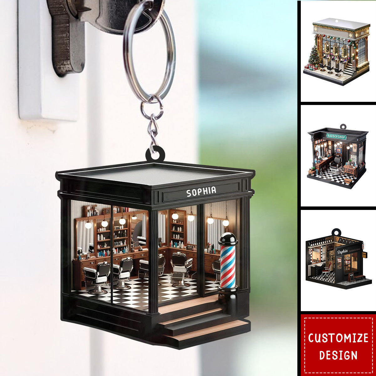 Personalized Barber Shop Keychain - Gift For Barber  - 2024 New Release
