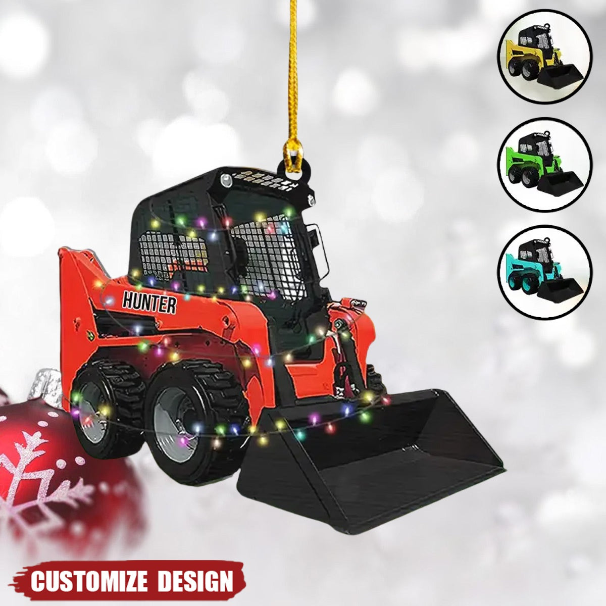 2024 New Release – Personalized Skid Steer Loader Flat Shaped Ornament, Gift For Trucker