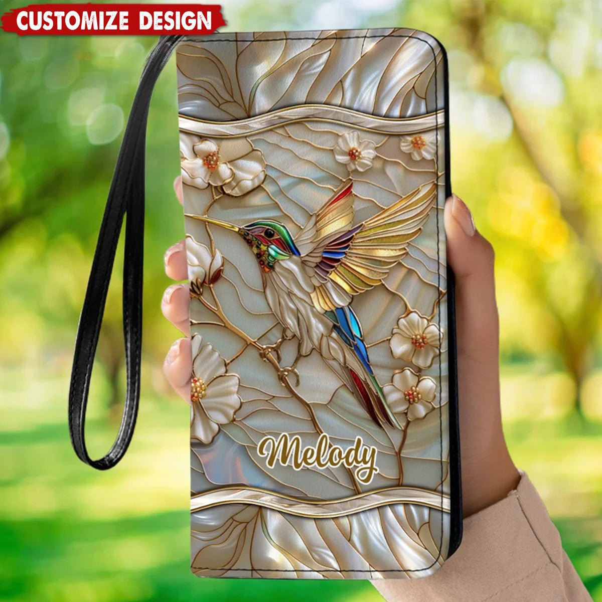 Hummingbirds Sewing Pattern - Personalized Leather Long Wallet - Gift For Bird Lovers