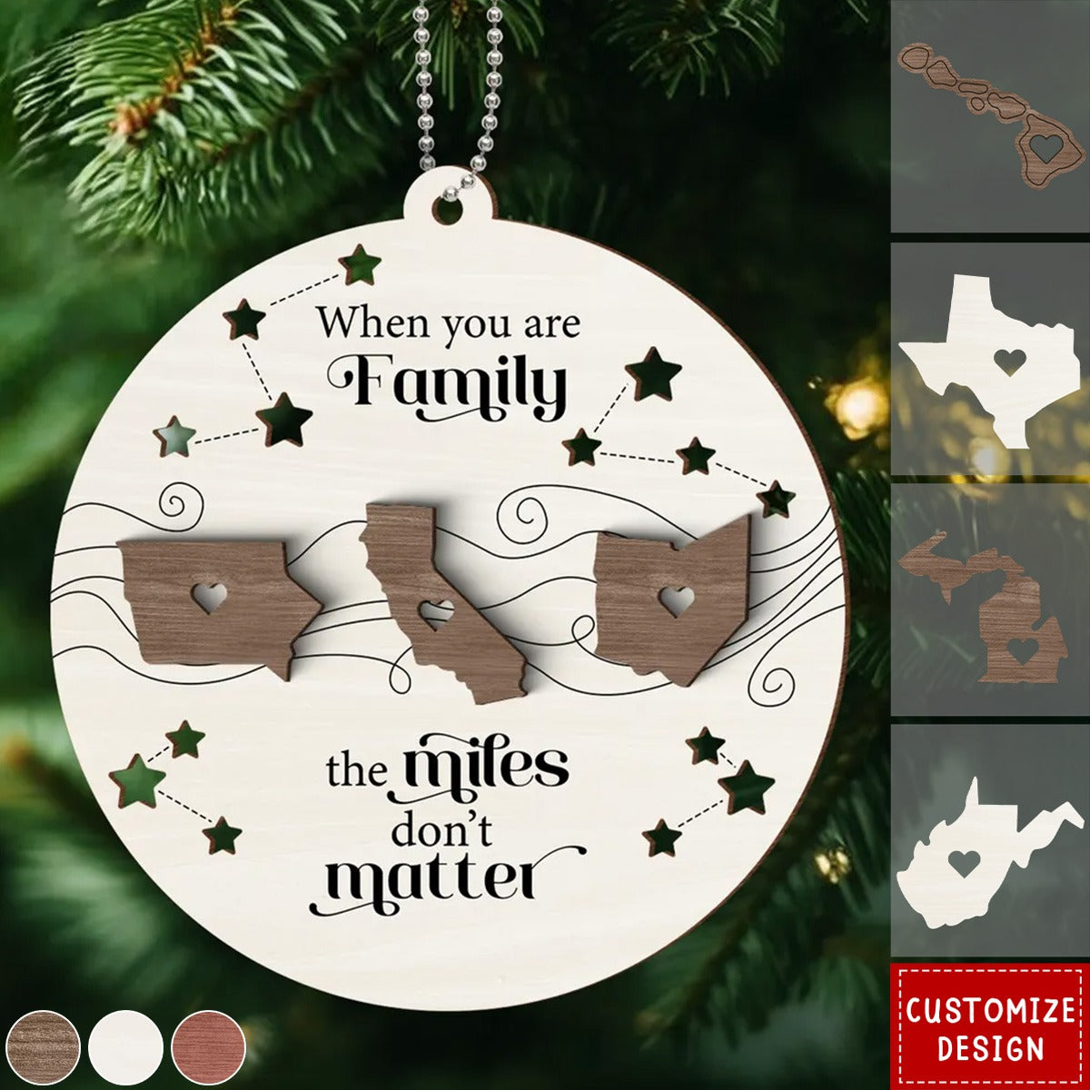 2024 New Release - Long Distance Family Friends Siblings Sisters Besties Personalized 2-Layered Wooden Christmas Ornament