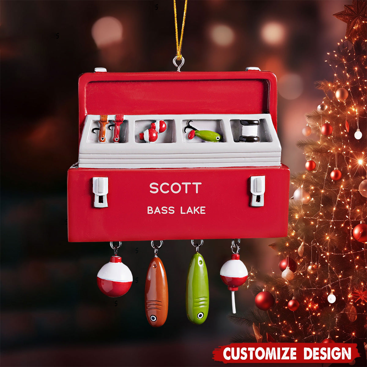 Personalized Fishing Tackle Box Christmas Ornament - Gift For Fishing Lovers
