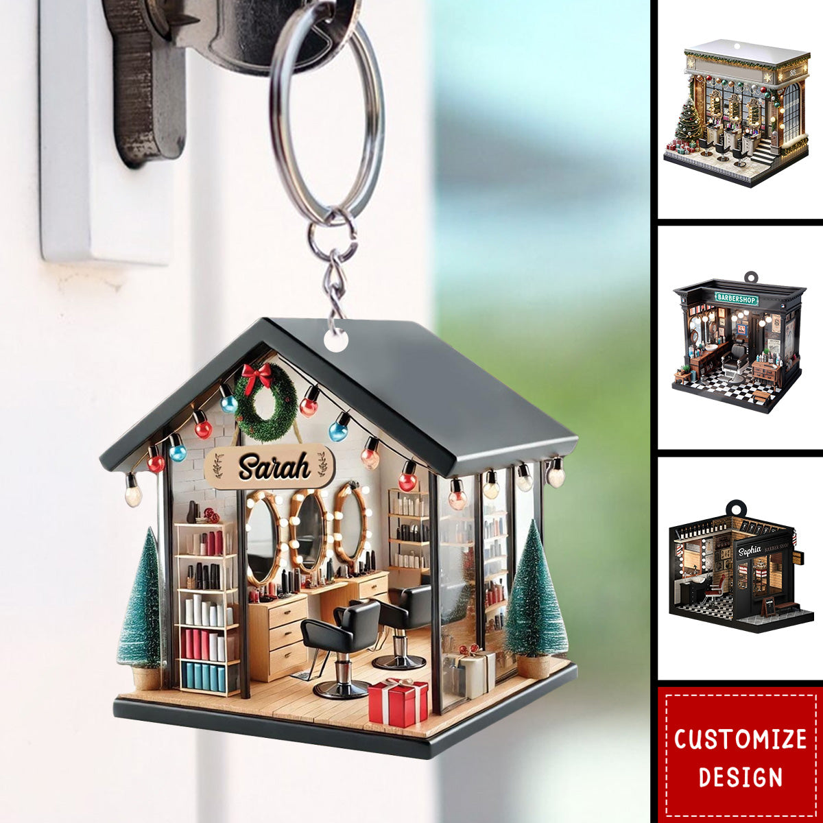 Personalized Barber Shop Keychain - Gift For Barber  - 2024 New Release