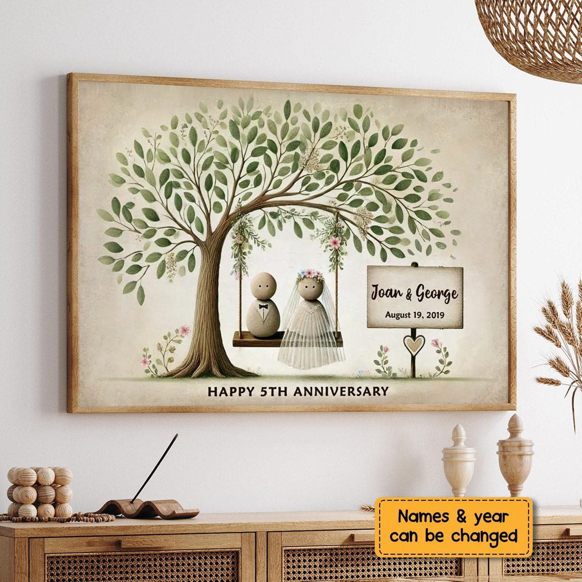 Personalized Wedding Pebble Mr & Mrs Pebble Art The Day We Got Married Poster