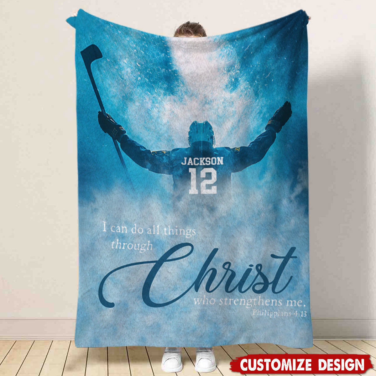 Personalized Hockey Blanket, Gift For Hockeyl Players,Lovers