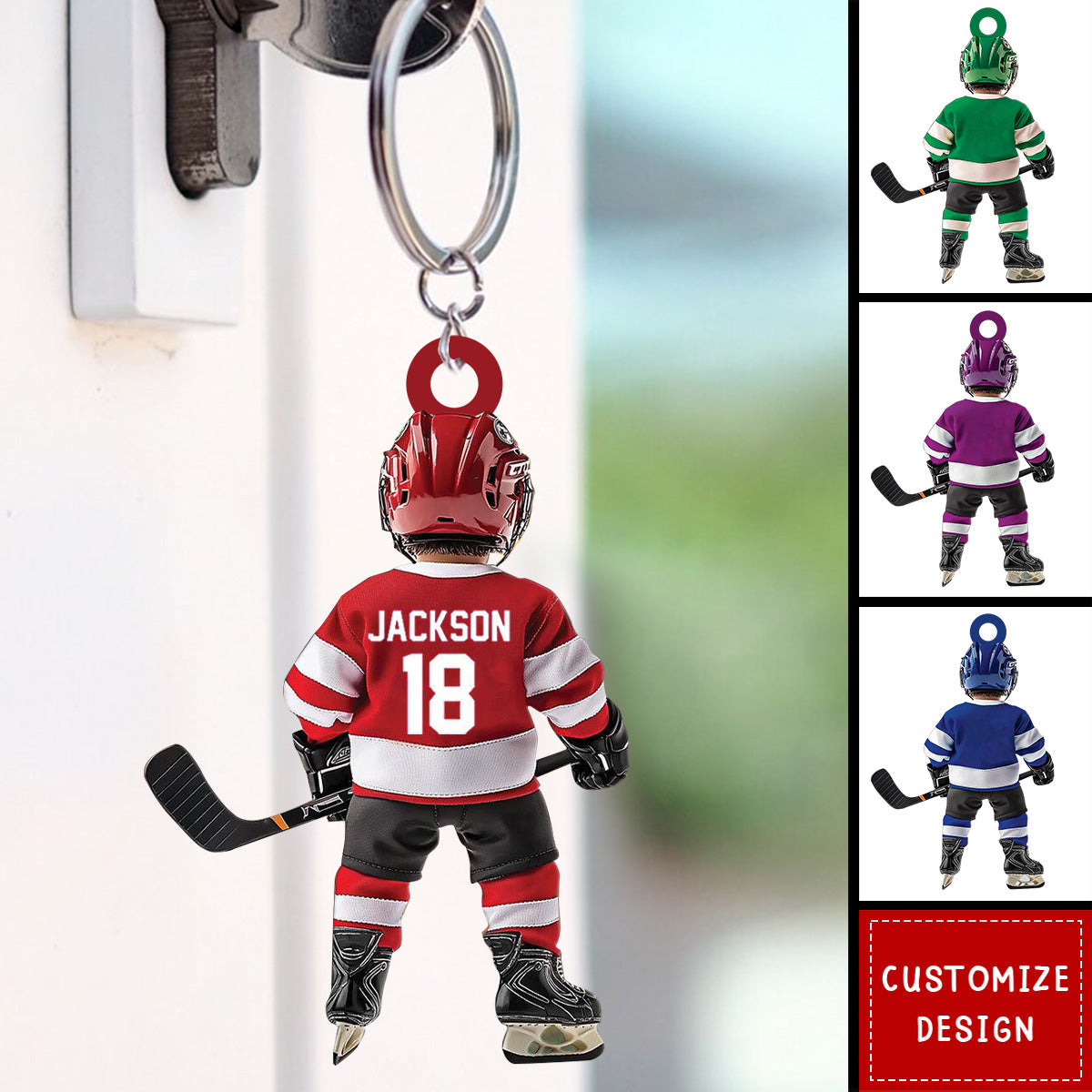 Personalized Hockey Christmas Keychain Gifts For Hockey Lover