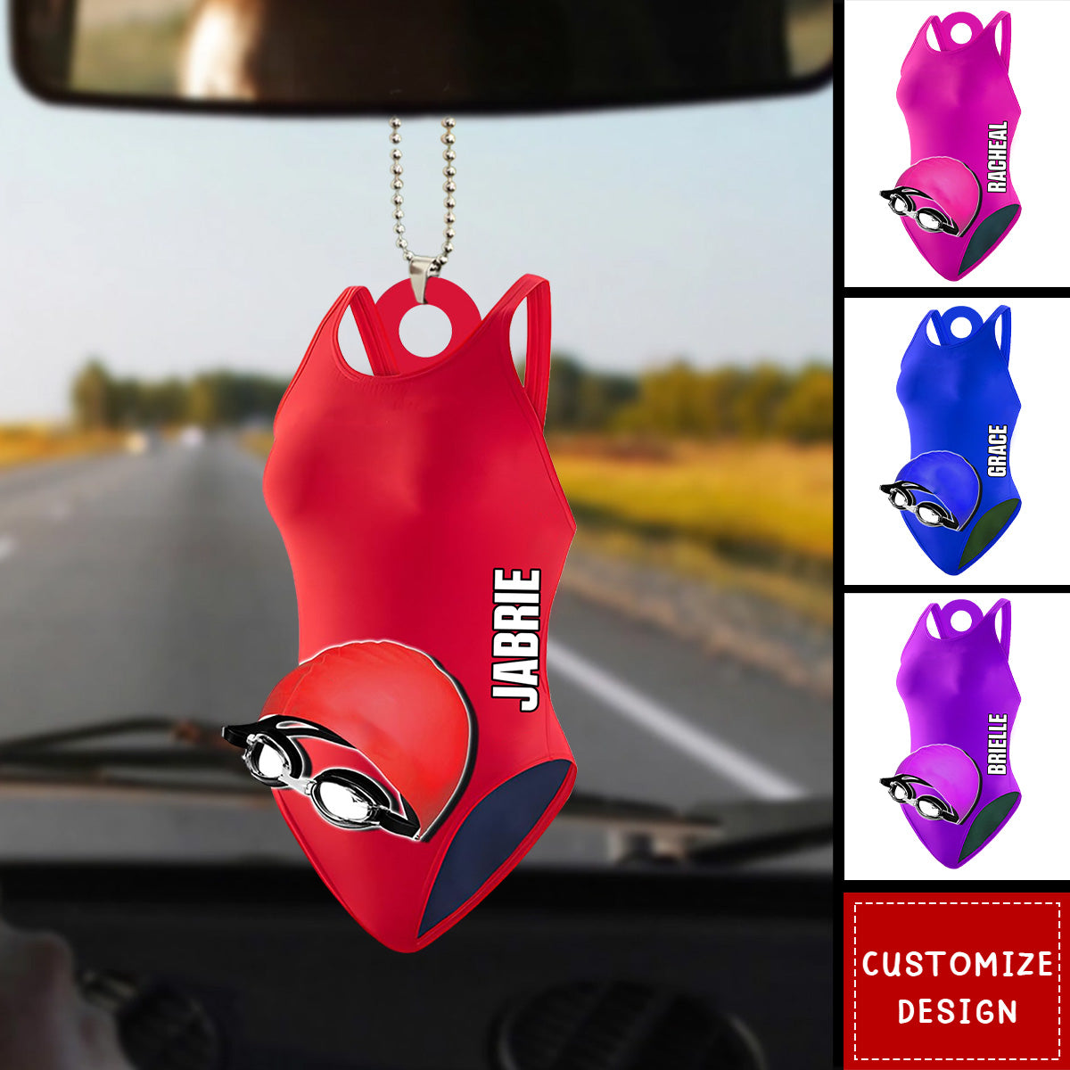 Personalized Swimmer Accessories Car Ornaments - Gift For Swimmer