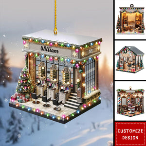 Personalized Hair Salon With Light Christmas Ornament - Gift For Hairdresser 2024 New Release