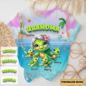 Cute Turtle-Personalized T-Shirt-Gift For Grandma