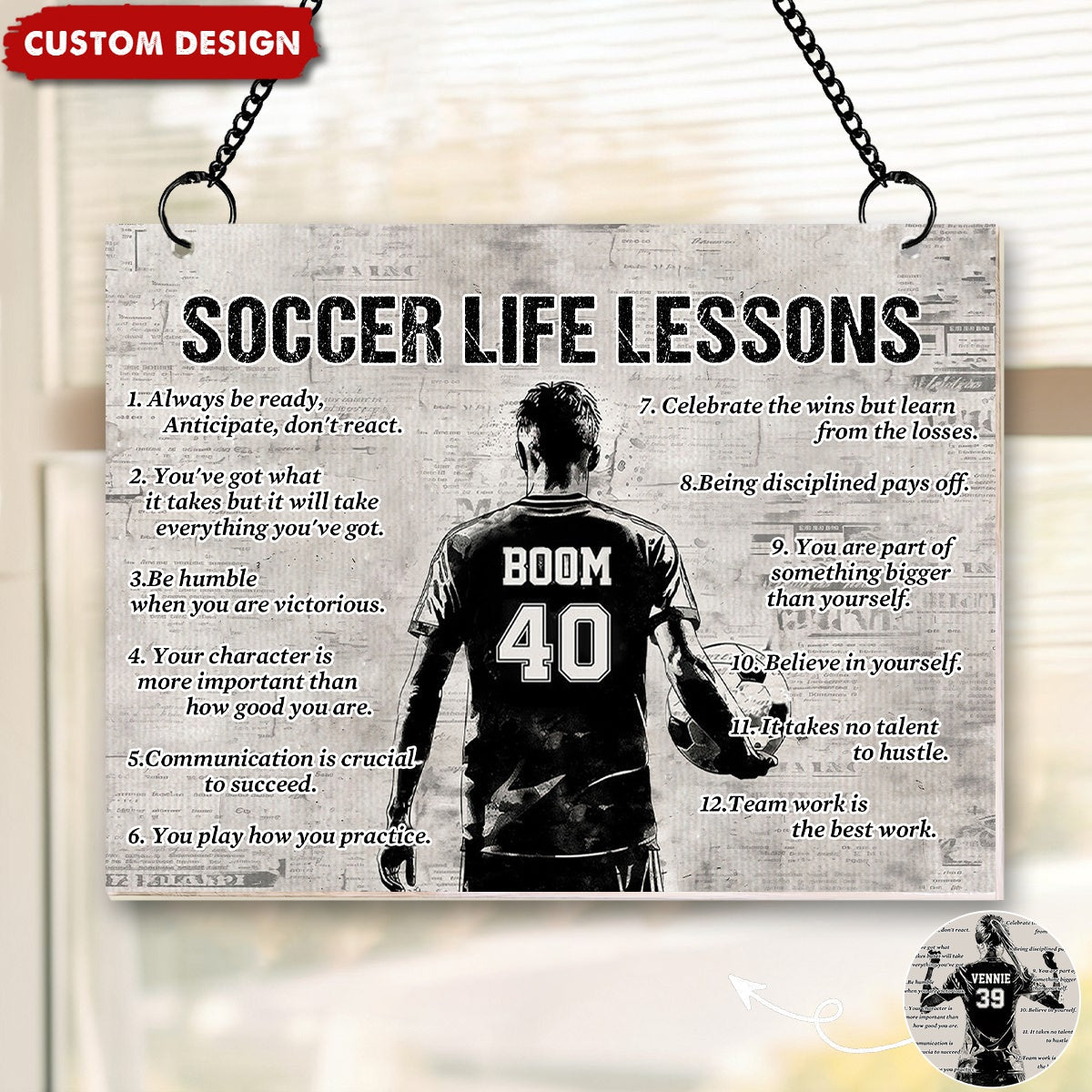 Personalized Soccer Life Lessons Suncatcher Ornament - Gift For Soccer Lovers