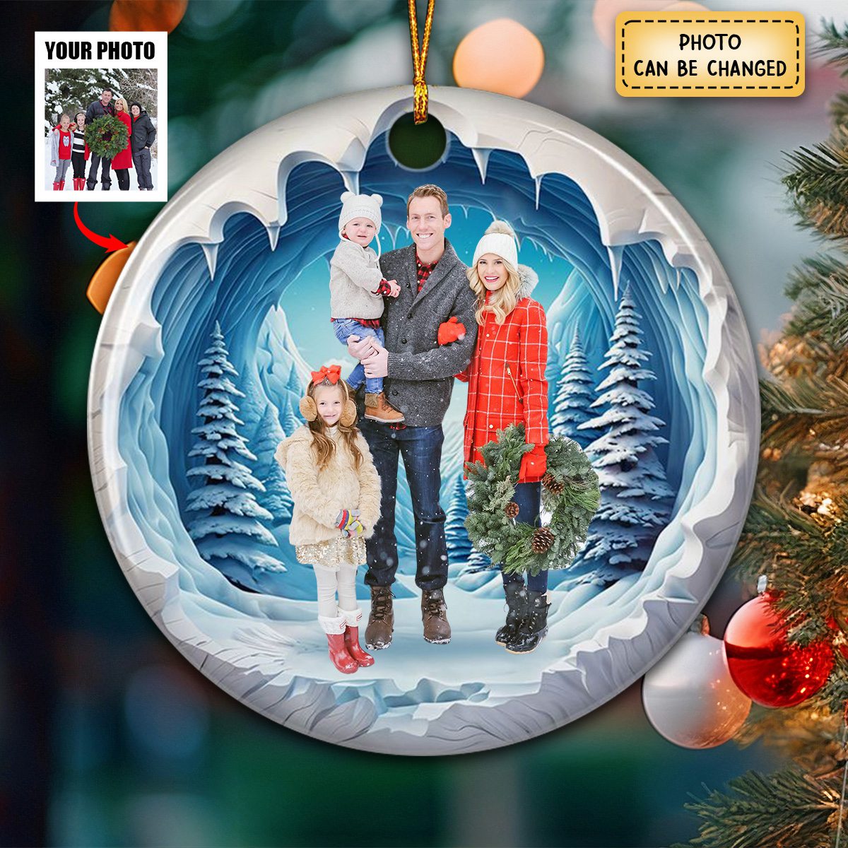 Family Photo Personalized Ceramic Ornament - 2024 New Release