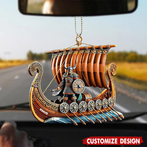 Personalized Viking Ship Car Ornament - Gift For History Enthusiasts