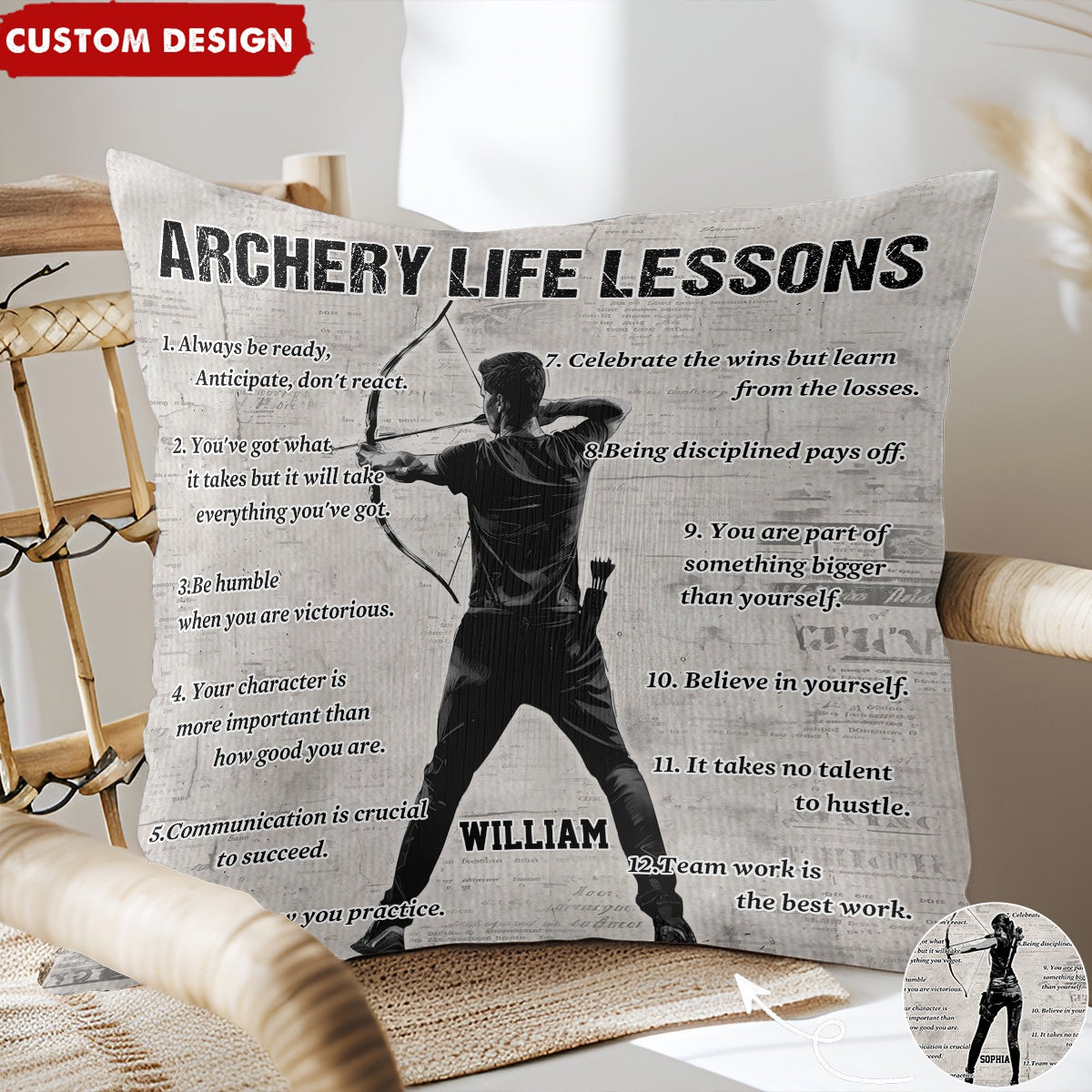 Personalized Archery Life Lessons Pillow-Gift For Archery Lovers