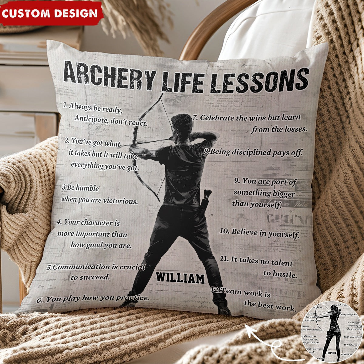 Personalized Archery Life Lessons Pillow-Gift For Archery Lovers