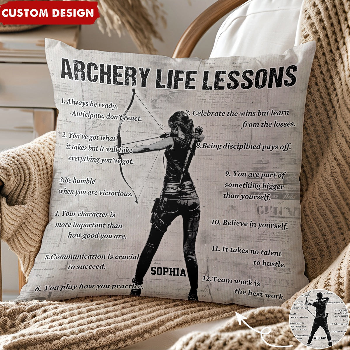 Personalized Archery Life Lessons Pillow-Gift For Archery Lovers