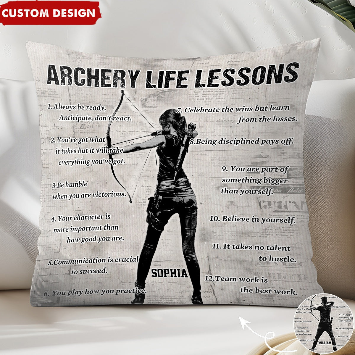 Personalized Archery Life Lessons Pillow-Gift For Archery Lovers