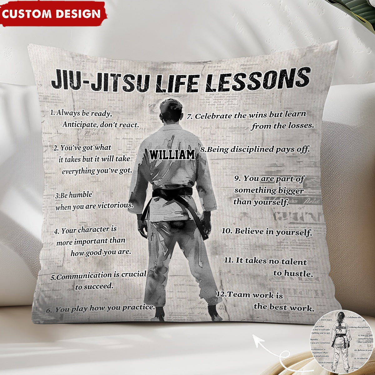 Personalized Jiu-Jitsu Life Lessons Pillow-Gift For Jiu-Jitsu Lovers