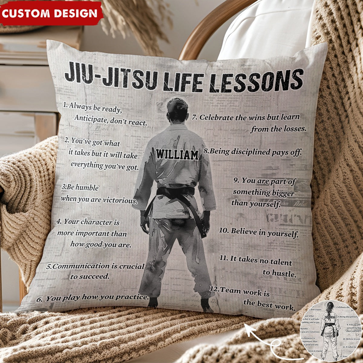 Personalized Jiu-Jitsu Life Lessons Pillow-Gift For Jiu-Jitsu Lovers
