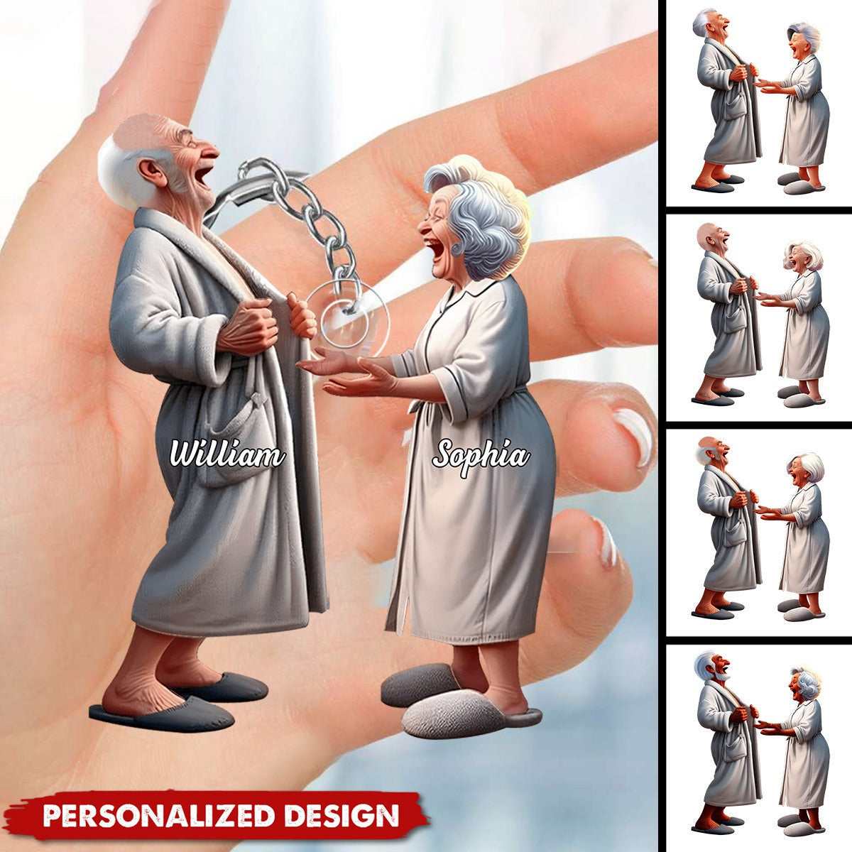Funny Old Couple-Personalized Keychain-Gifts For Couple