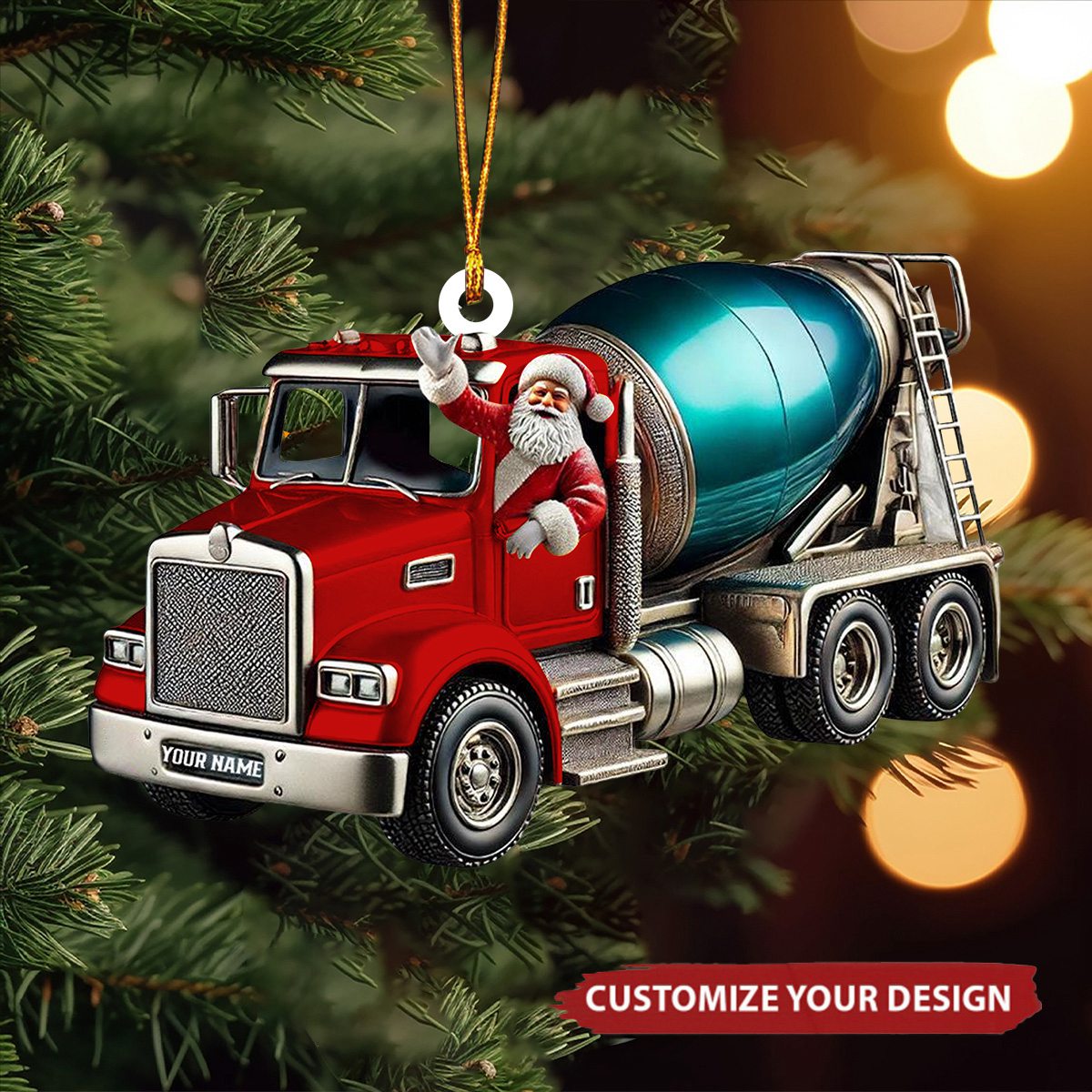 Personalized Cement Mixer Santa Ornament - 2024 New Release Unique Holiday Gift for Construction Fans