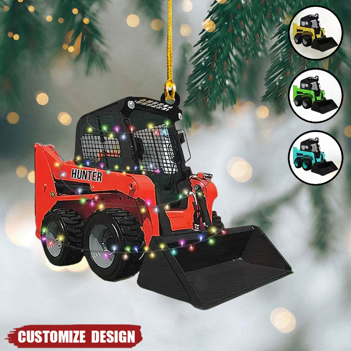 2024 New Release – Personalized Skid Steer Loader Flat Shaped Ornament, Gift For Trucker