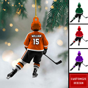 Personalized Kid Hockey Player Ornament - Gifts For Kid Hockey Lovers