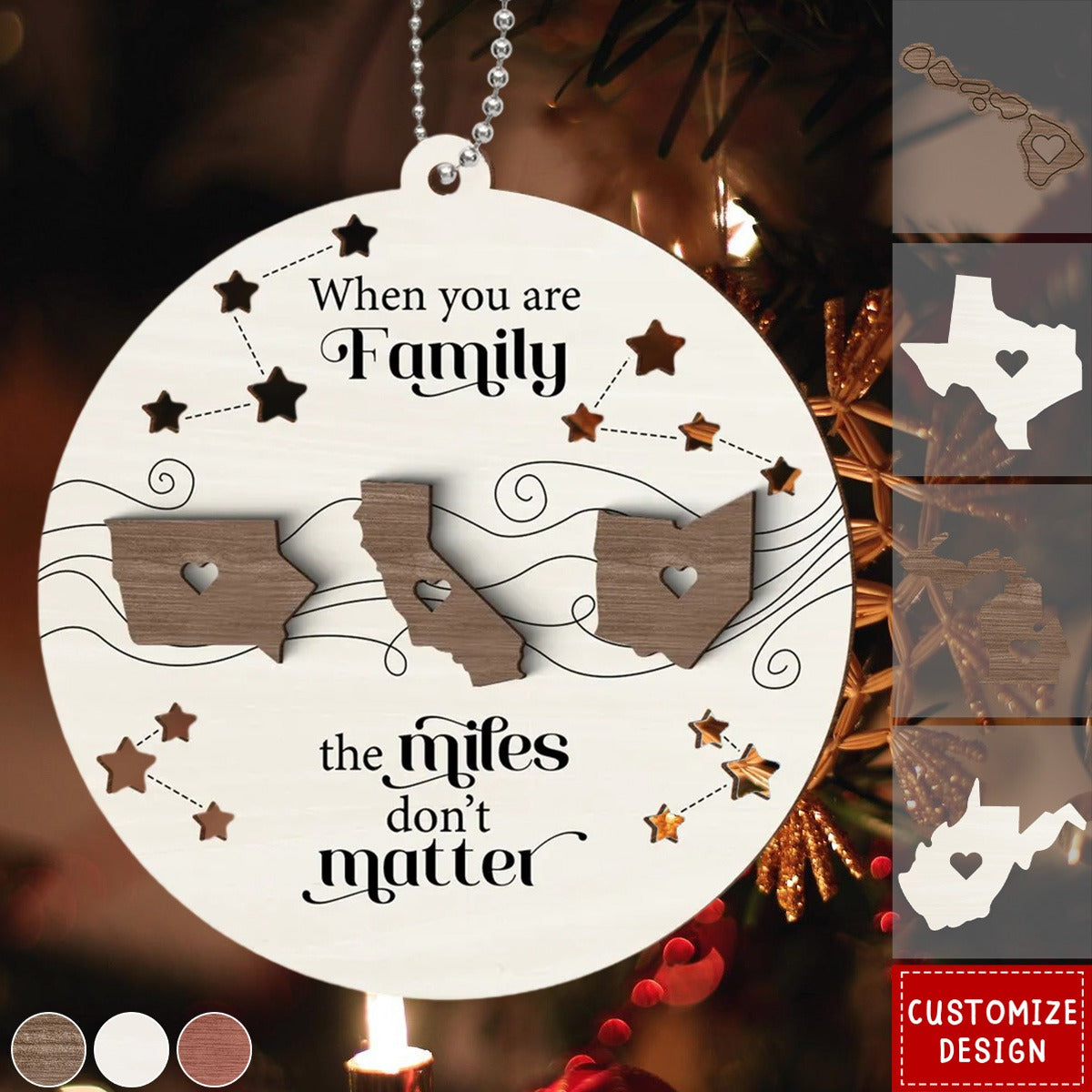2024 New Release - Long Distance Family Friends Siblings Sisters Besties Personalized 2-Layered Wooden Christmas Ornament