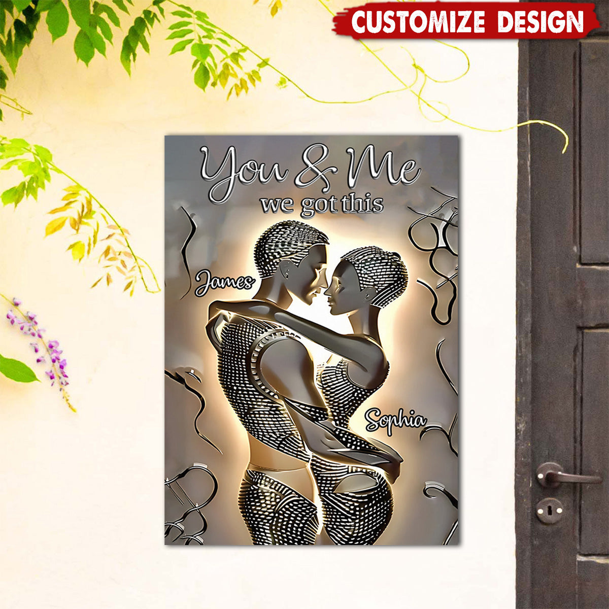 It's You & Me - Personalized African American Rectangle Metal Sign