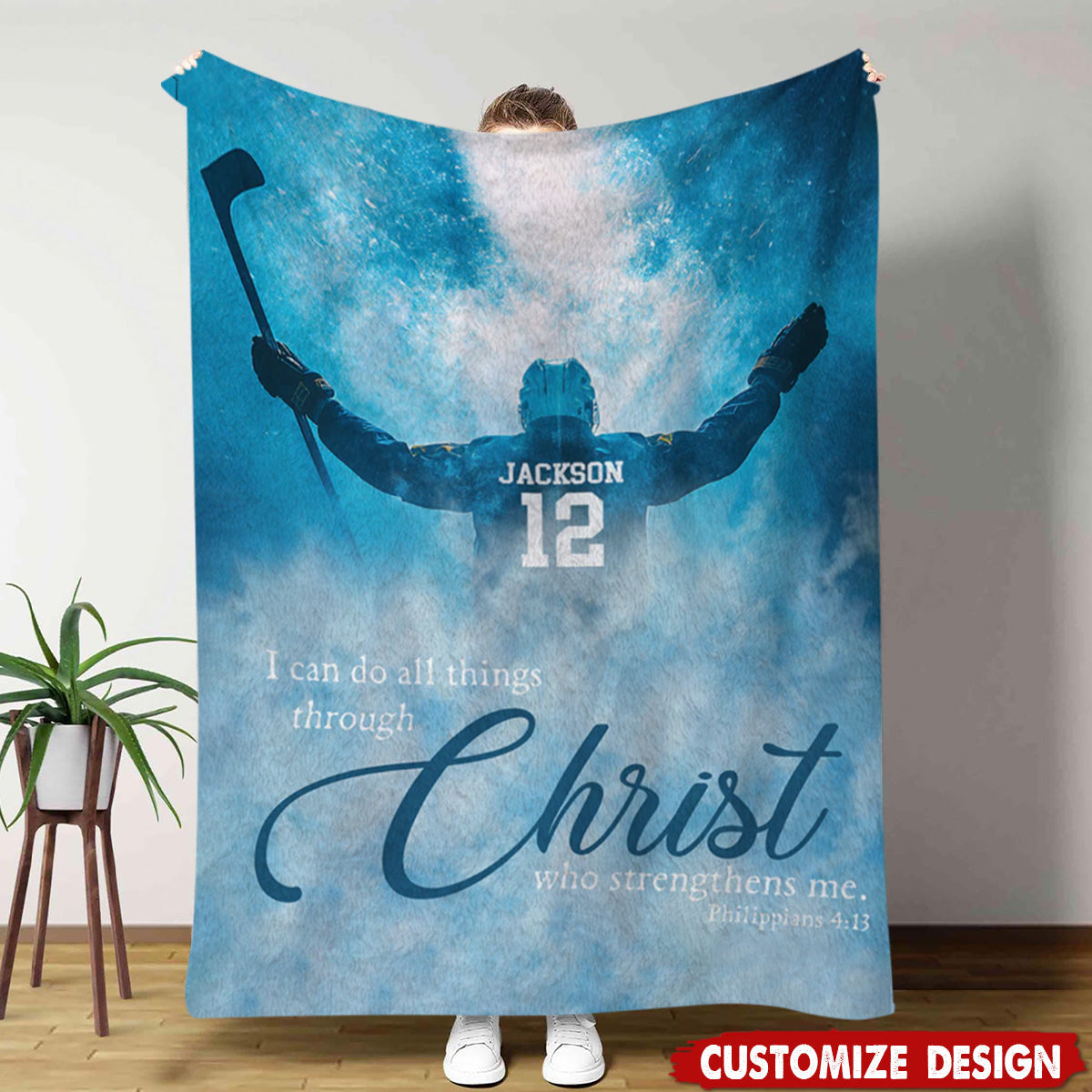 Personalized Hockey Blanket, Gift For Hockeyl Players,Lovers