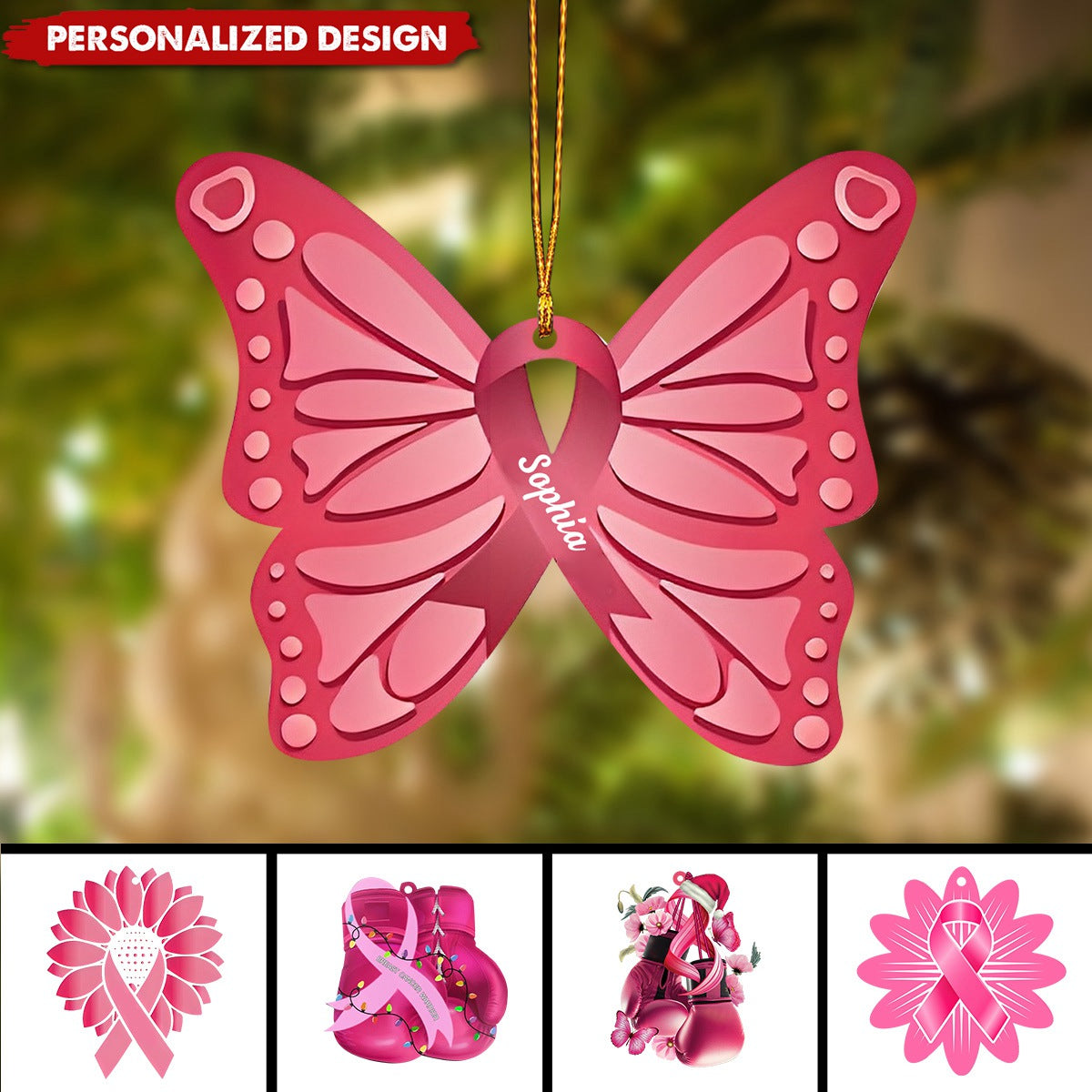 Personalized Breast Cancer Christmas Ornament-2024 New Release