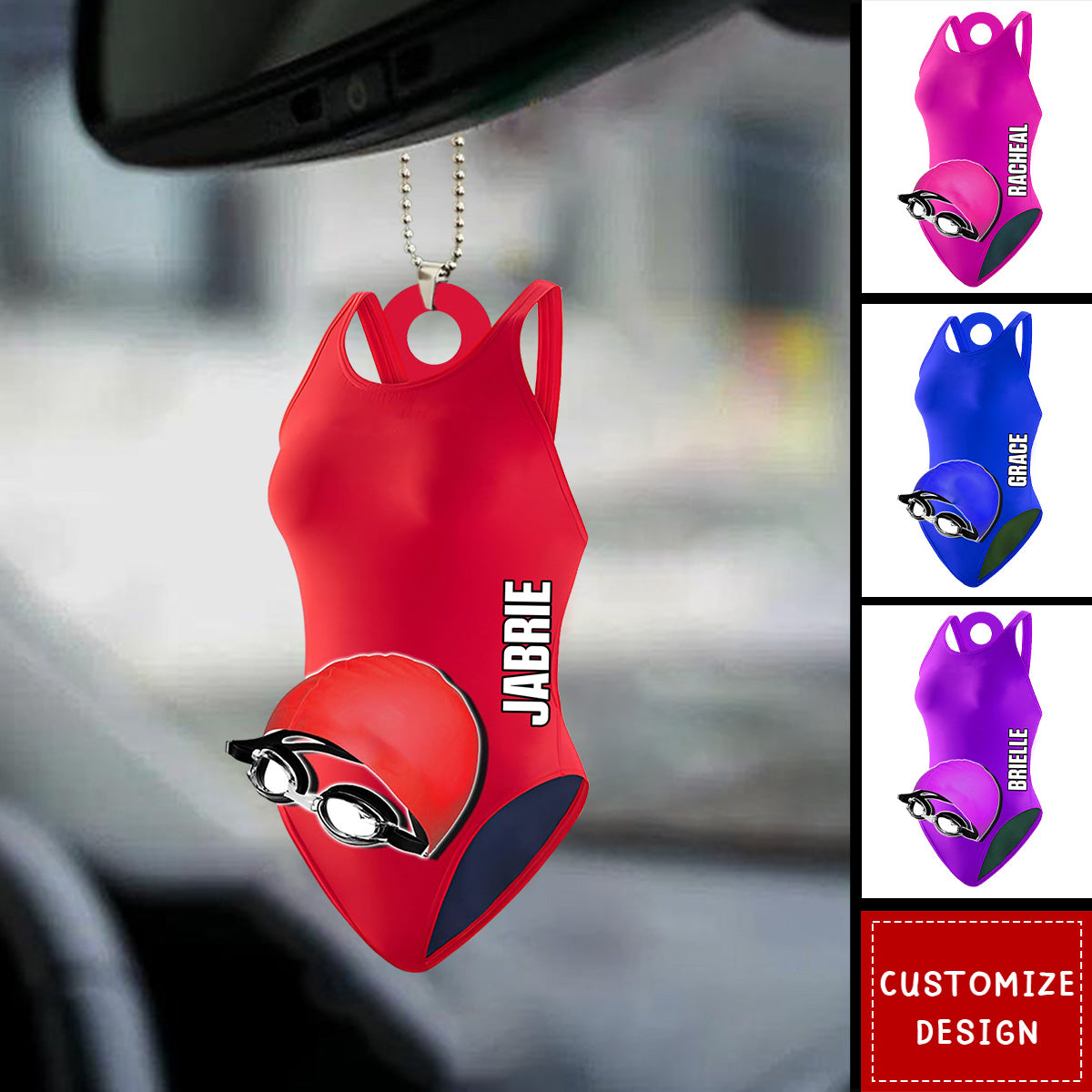 Personalized Swimmer Accessories Car Ornaments - Gift For Swimmer