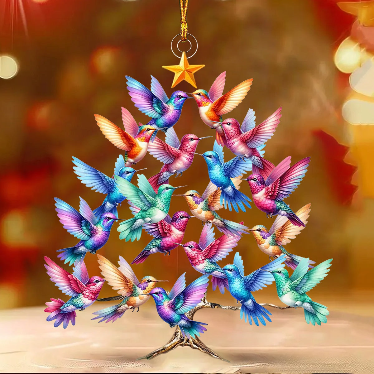 Colorful Hummingbird Christmas Tree Ornament, Gift For Bird Lovers-2024 New Release