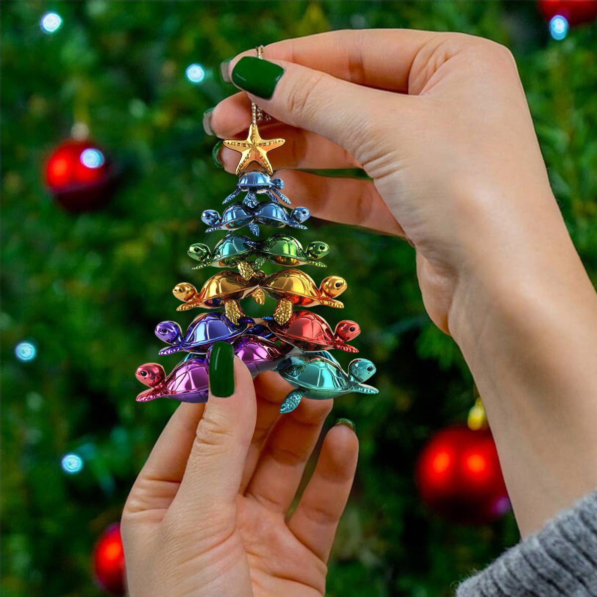 Colorful Sea Turtles Christmas Tree Ornament-2024 New Release