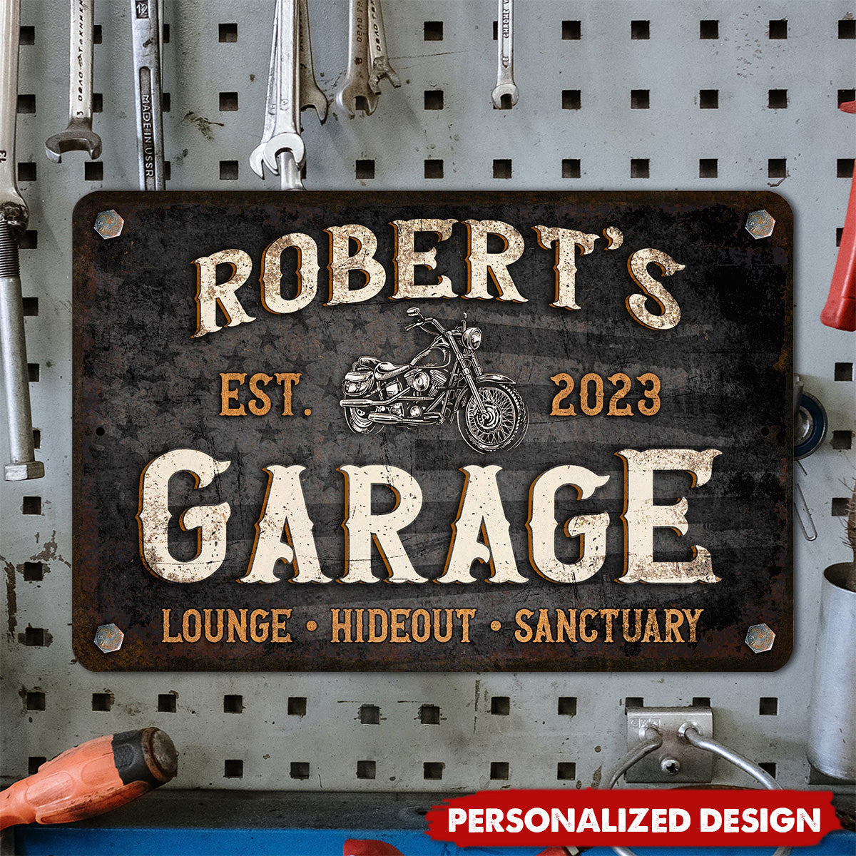 Motorcycle Garage-Personalized Metal Sign