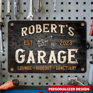 Motorcycle Garage-Personalized Metal Sign