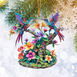 Vibrant Hummingbirds-Personalized Ornament-Gift For Family And Friends