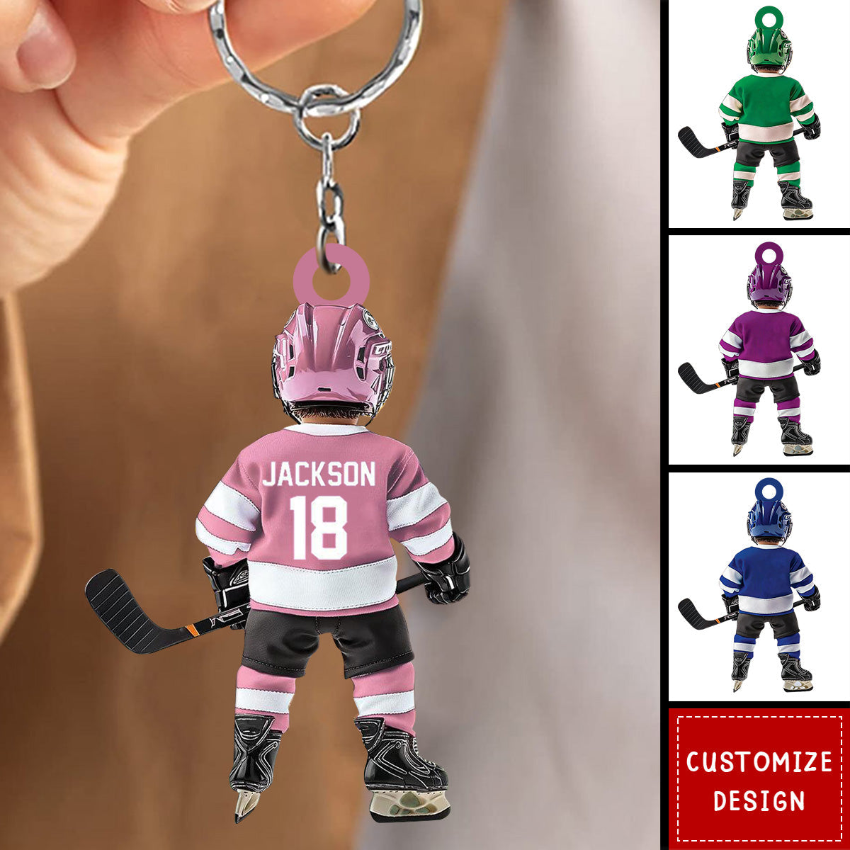 Personalized Hockey Christmas Keychain Gifts For Hockey Lover