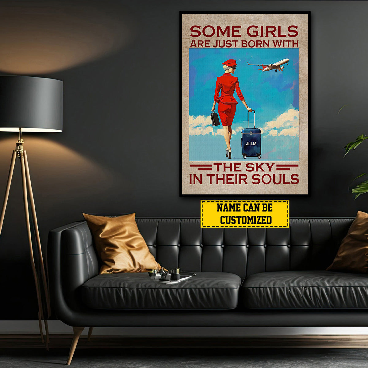 Some Girls Are Just Born With The Sky-Personalized Flight Attendant Poster-Gift For Flight Attendant Lovers