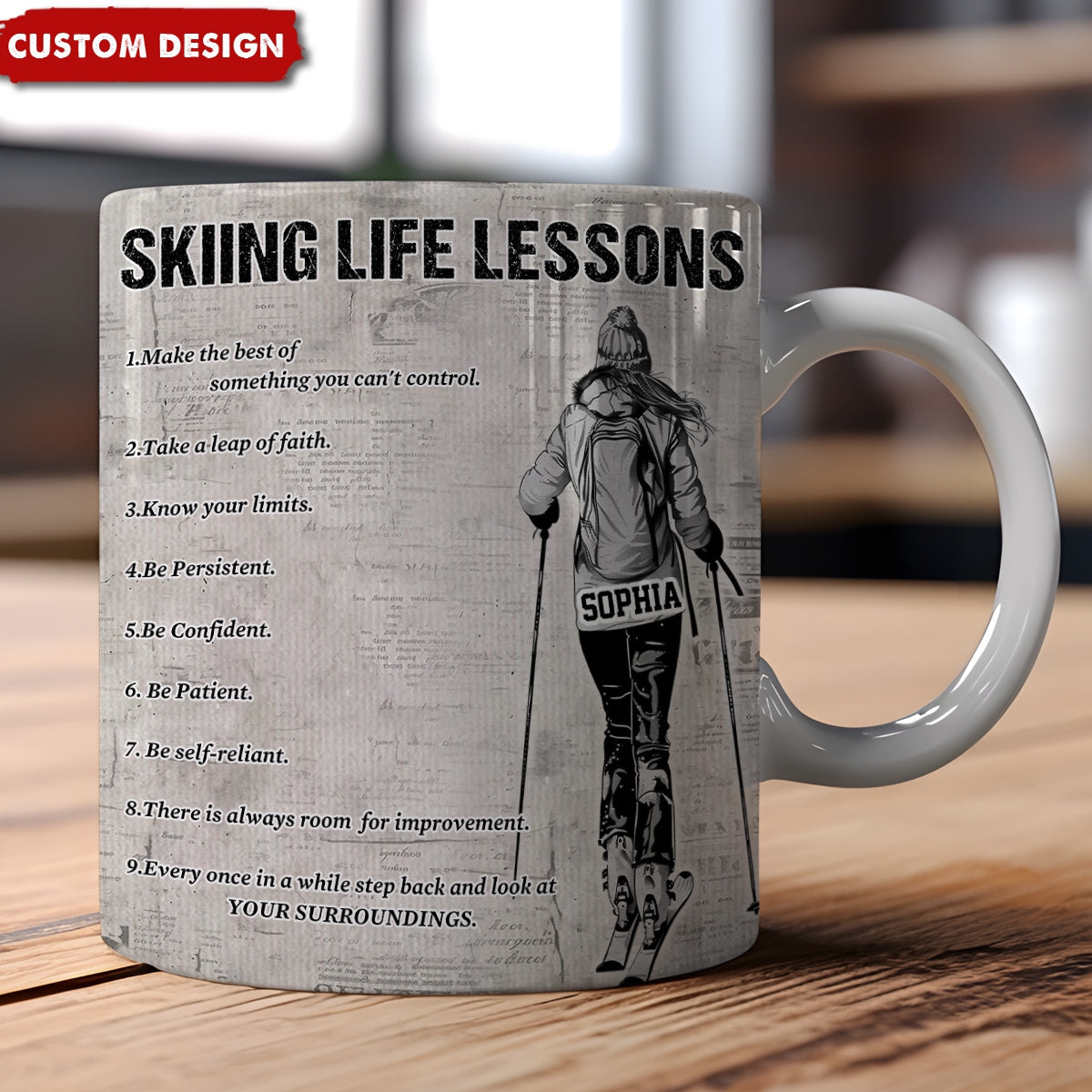 Personalized Skiing Life Lessons Mug-Gift For Skiing Lovers