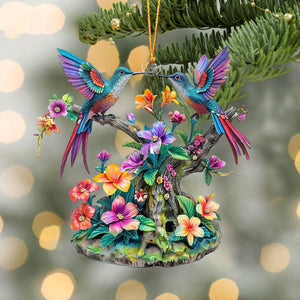 Vibrant Hummingbirds-Personalized Ornament-Gift For Family And Friends