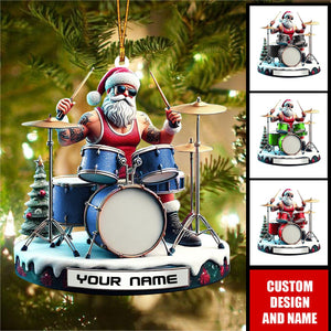 Personalized Drummer Santa Christmas Ornament - Gift For Drummer - 2024 New Release